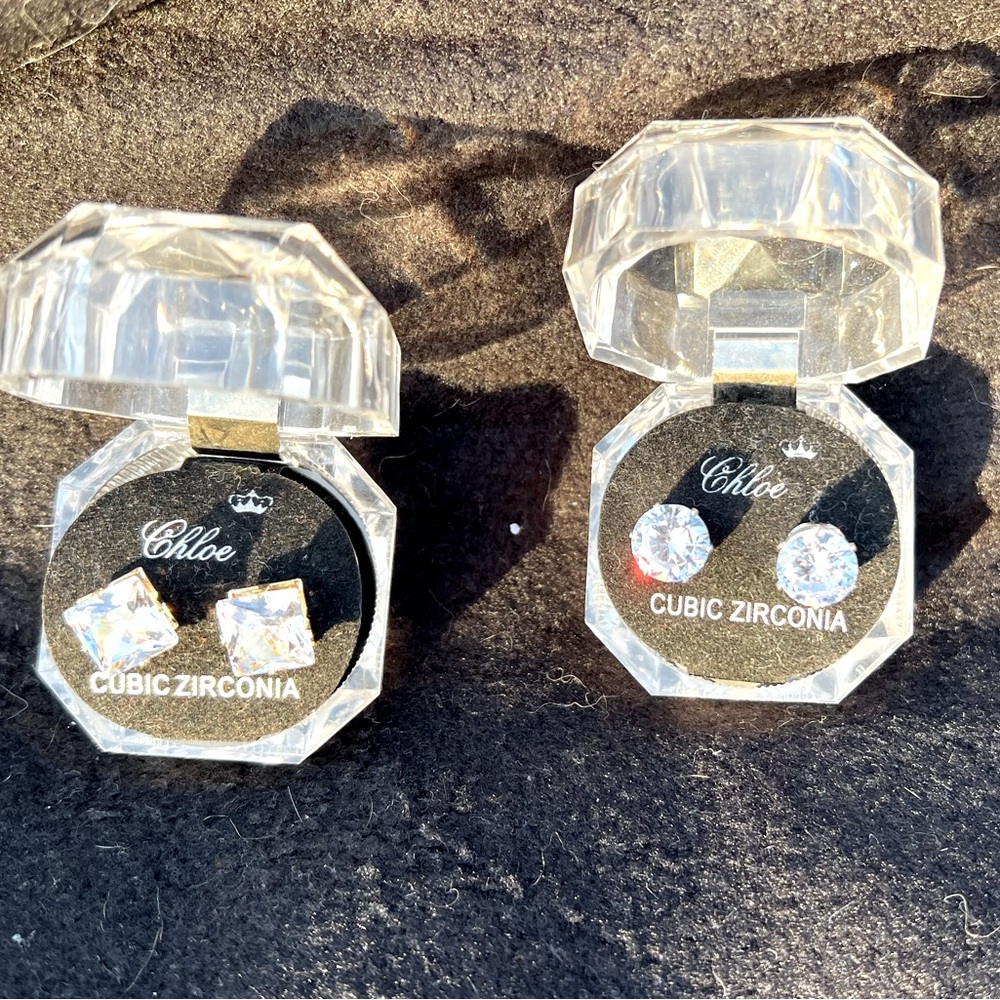 2 Pair Cubic Zirconia, 10MM Earrings. Sold separately!